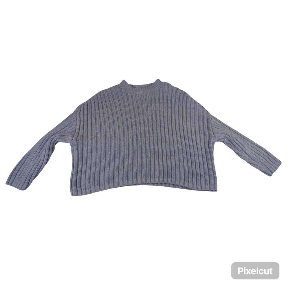 Jessica Simpson Cropped Sweater Women Small Lavender Ribbed Knit Crewneck Cotton